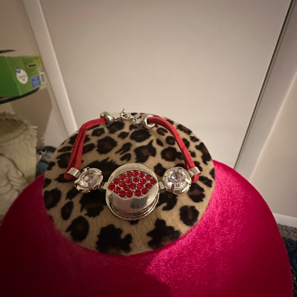 Elegant Red and Silver Women's Bracelet
